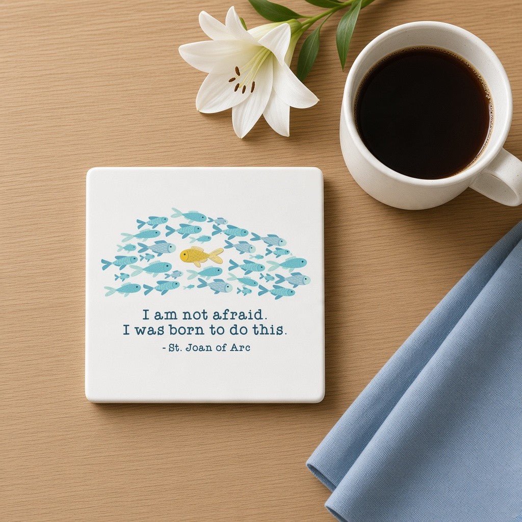 St. Joan of Arc Stone Coaster — I Was Born To Do This - Firefly Wishes