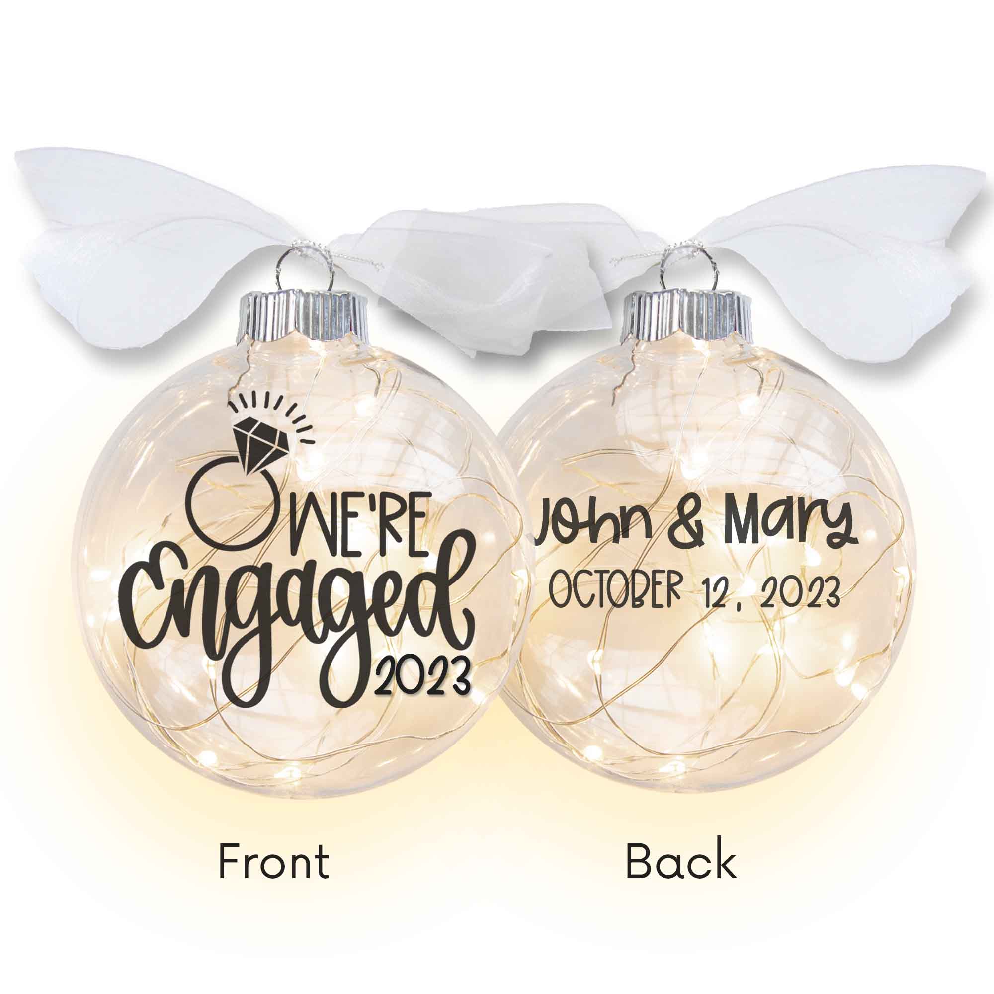 Engagement Lighted Christmas Ornament