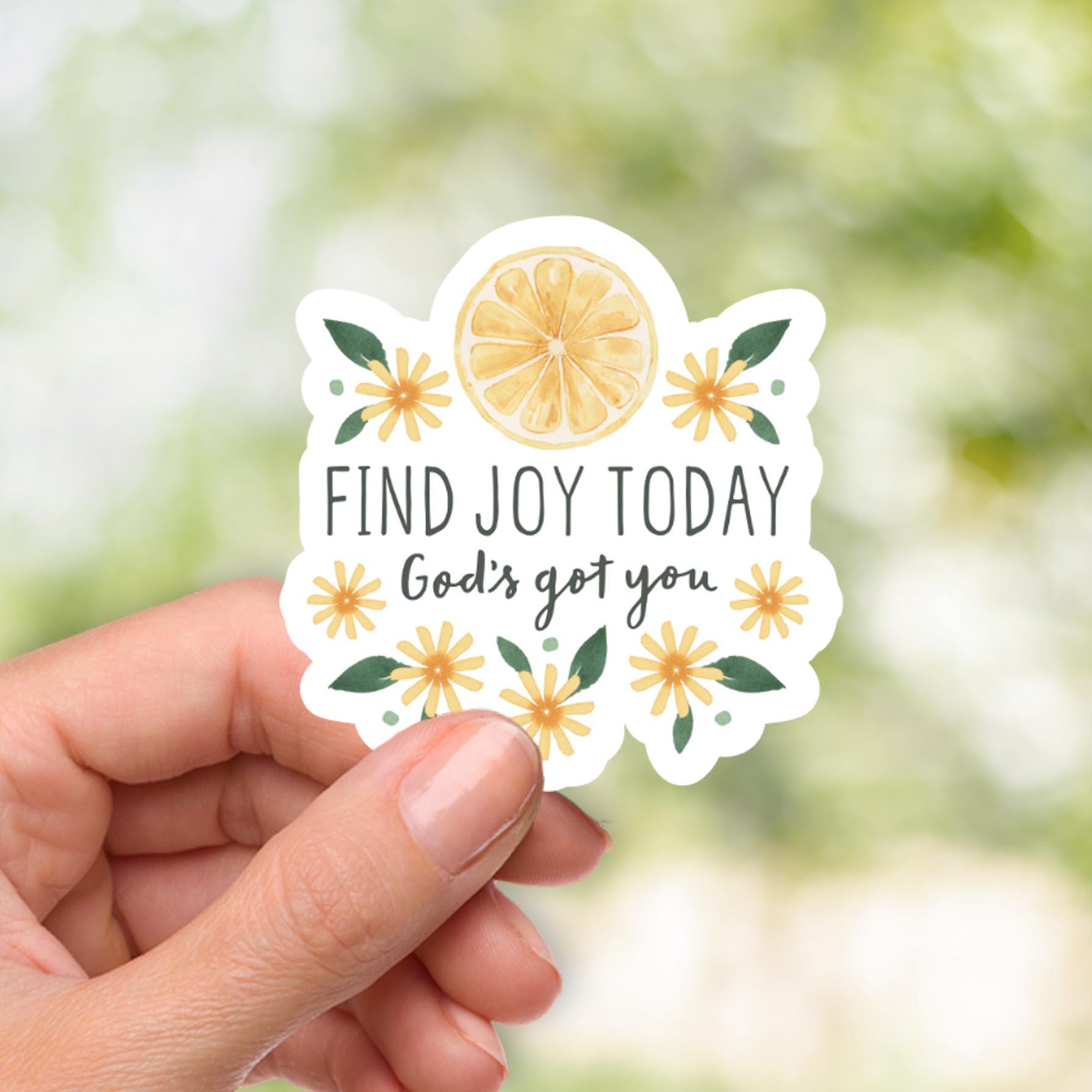 Find Joy Today Christian Sticker - Lemon Floral Faith Sticker