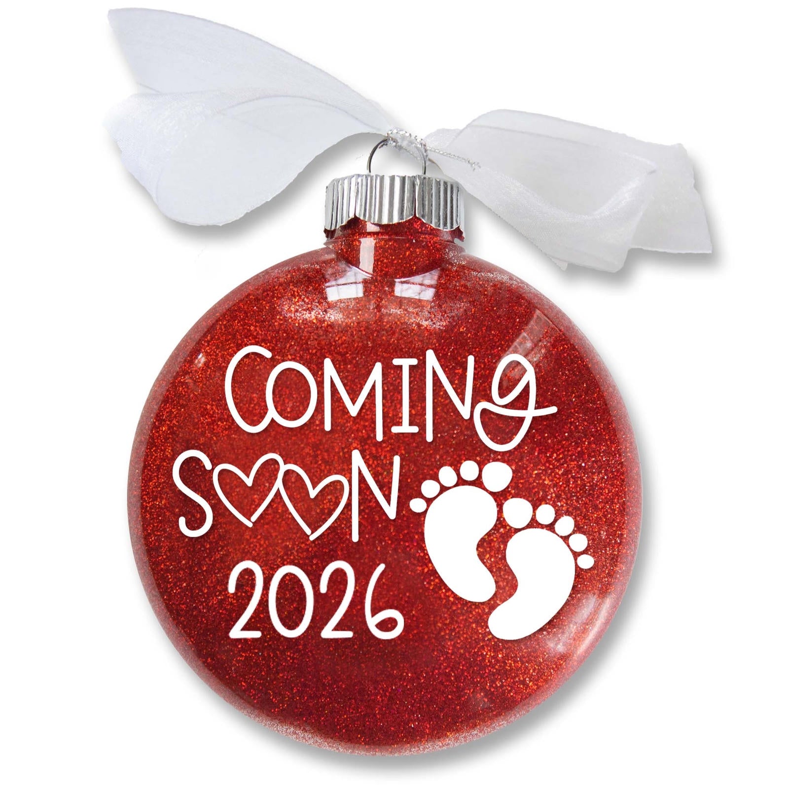 Pregnancy Announcement Glitter Christmas Ornament