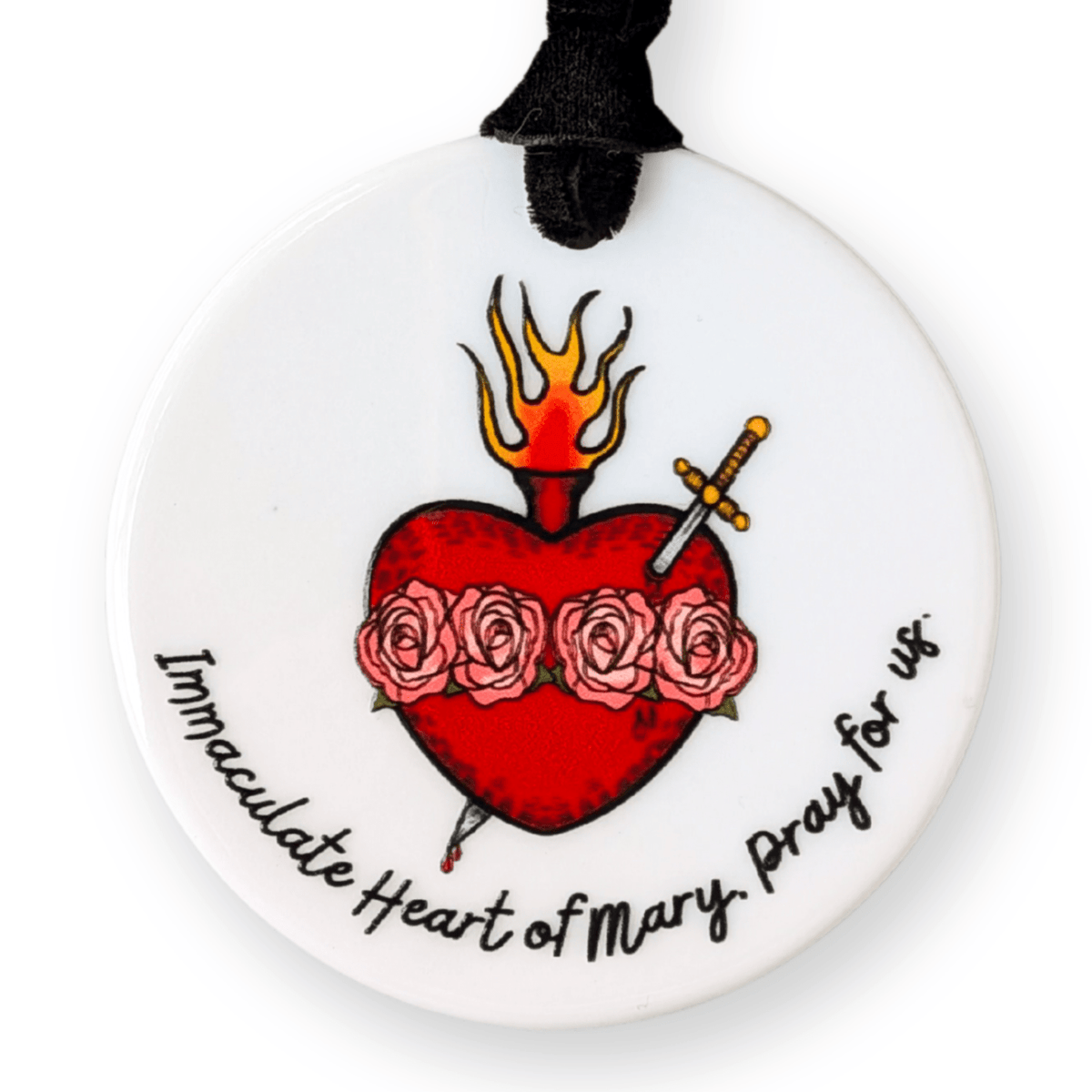 Immaculate Heart of Mary Catholic Ceramic Ornament - Firefly Wishes