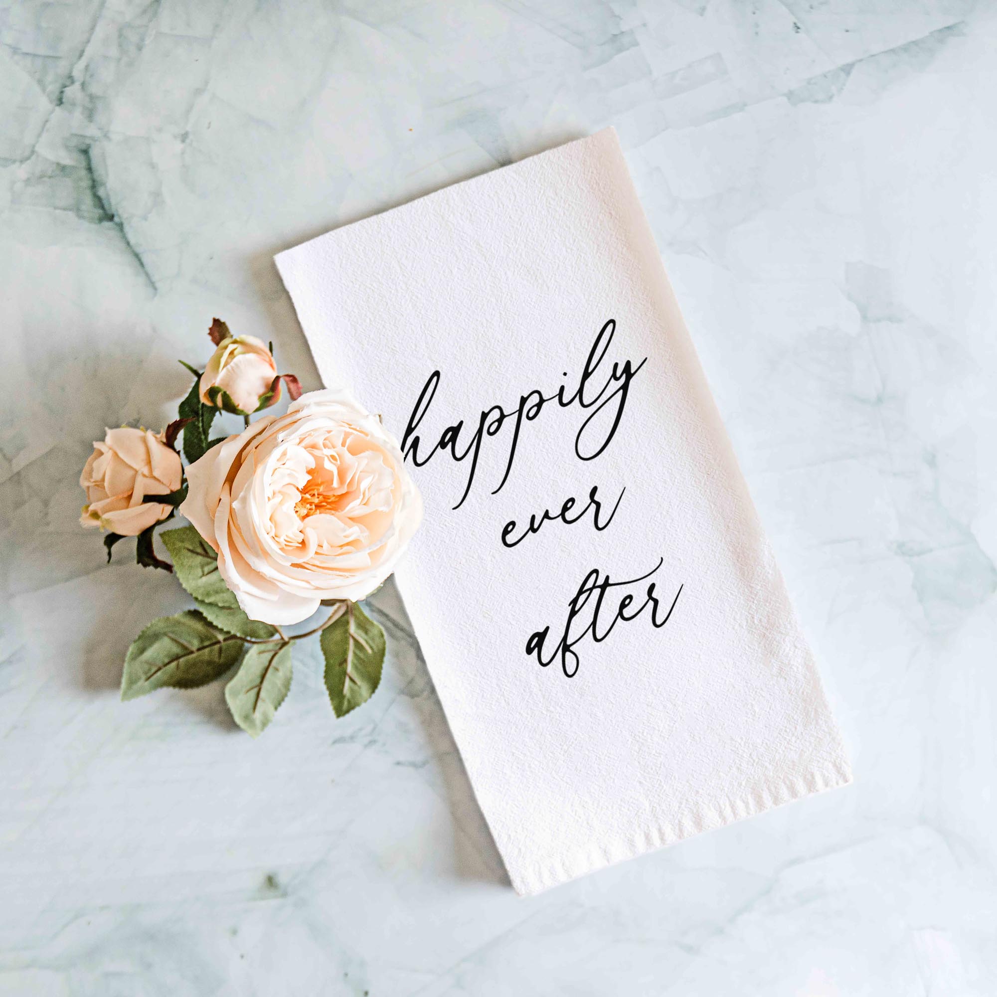 Happily Ever After Kitchen Towel - Unique Bridal Shower Gift, Custom Tea Towel