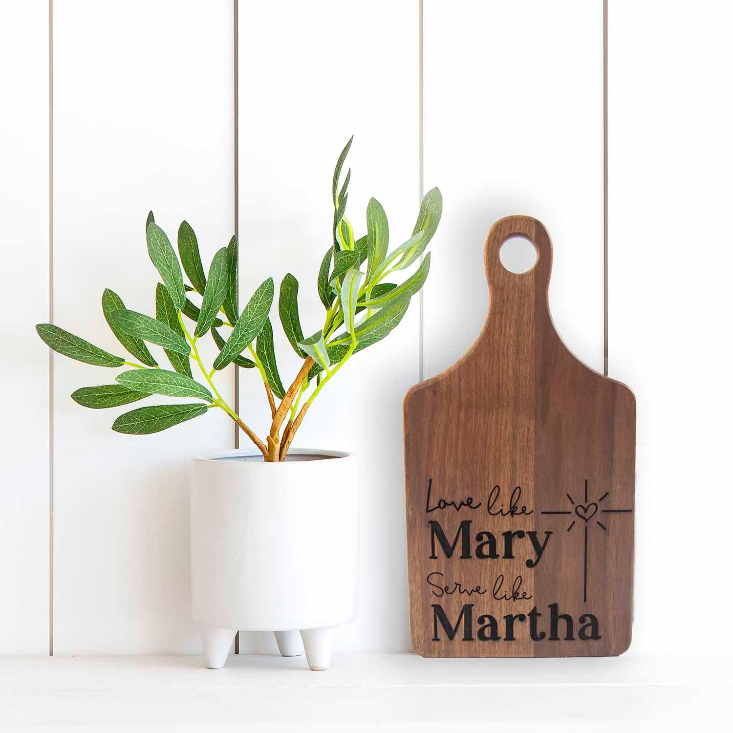 Christian Walnut Wood Cutting Board - Love Like Mary Serve Like Martha