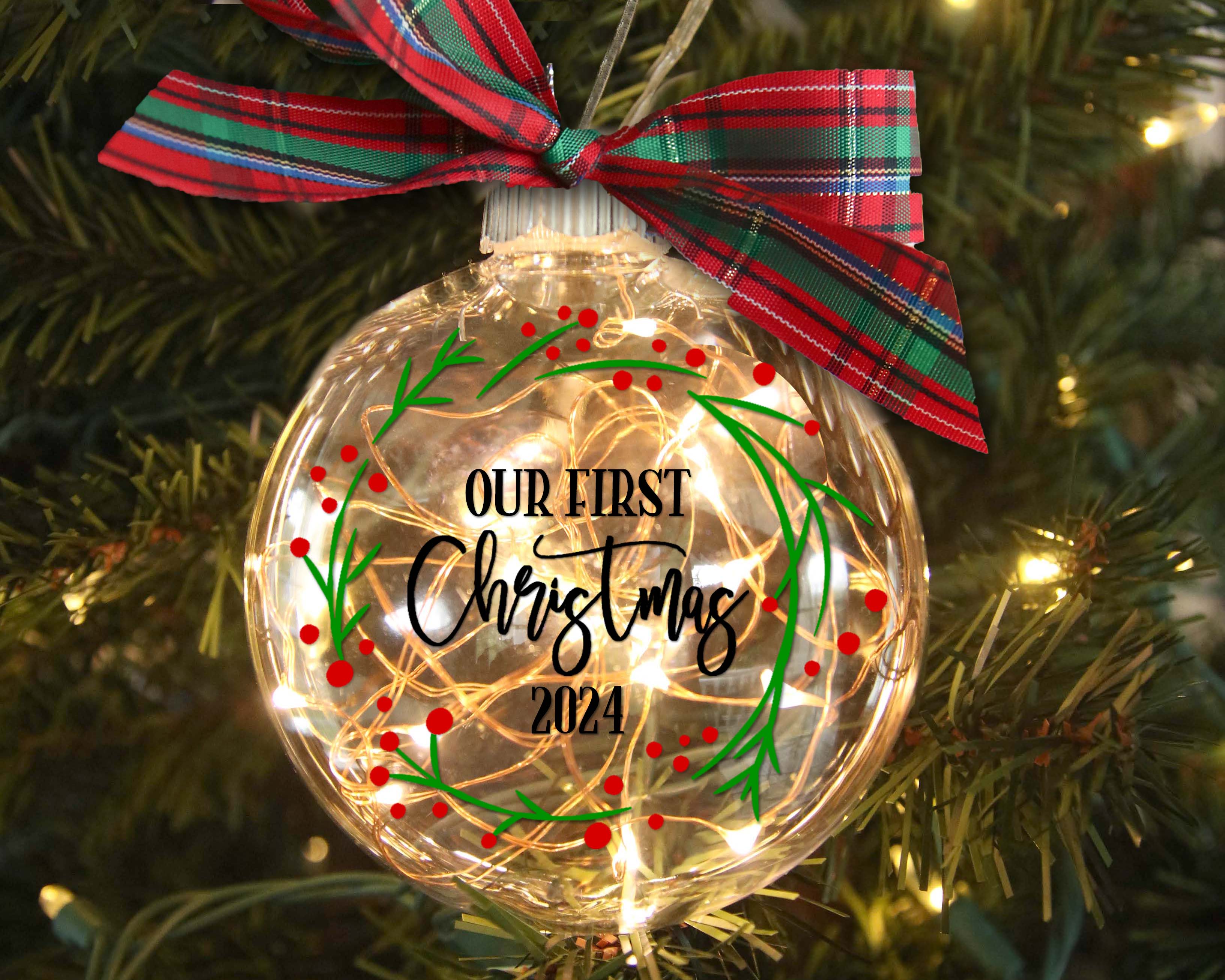 Personalized Our First Christmas Ornament Light-up in Tree