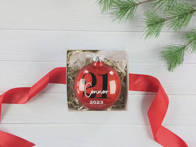 21st Birthday Personalized Christmas Ornament – Cheers to Twenty One Years - Custom Name Glitter Ornament