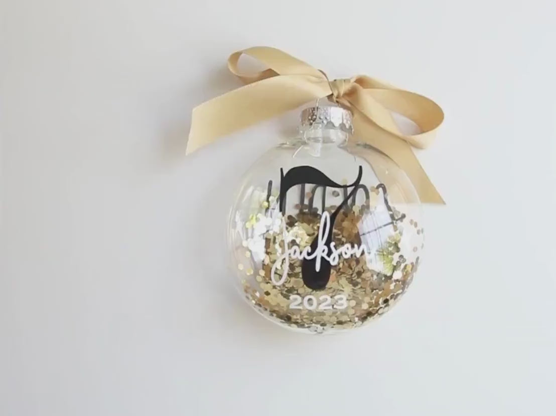 Personalized Golden Birthday Ornament - Fun Confetti Glitter Christmas Ornament - Happy Golden Birthday