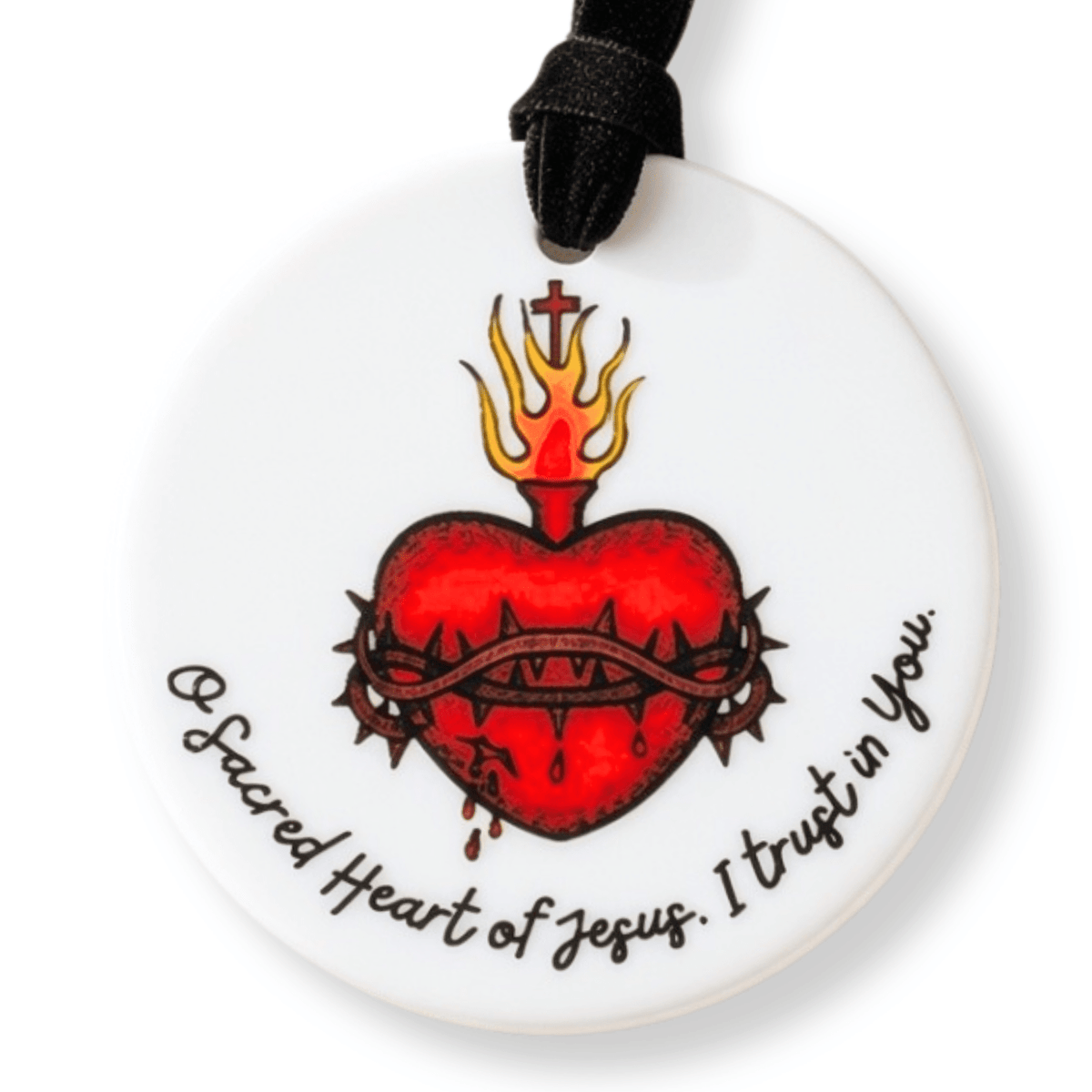 Sacred Heart of Jesus Catholic Ceramic Ornament - Firefly Wishes