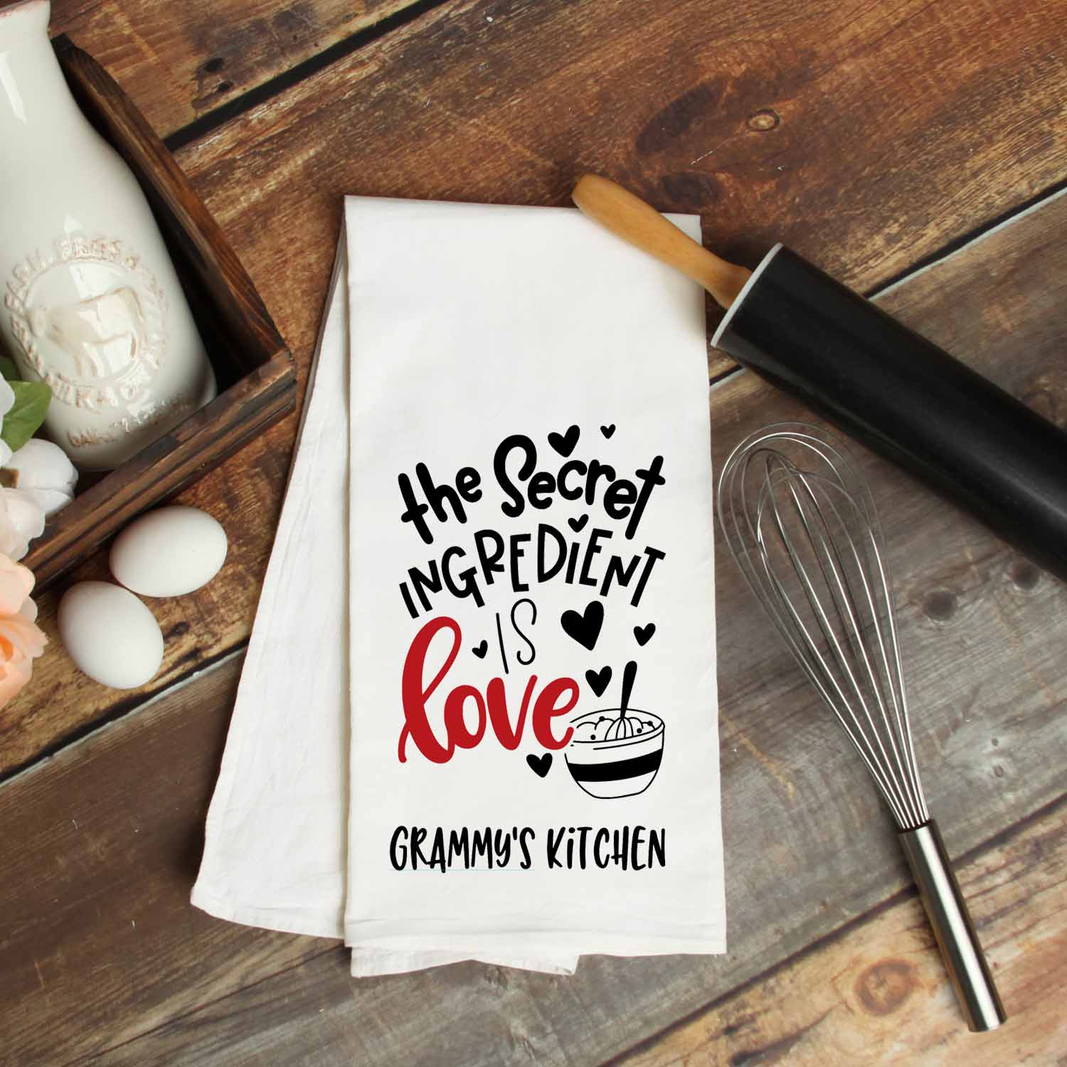 The Secret Ingredient is Love Personalized Kitchen Towel